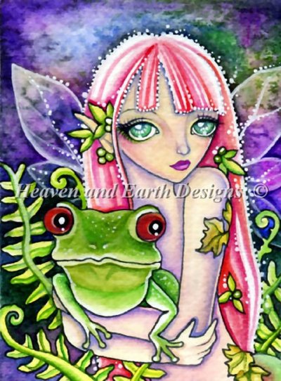 Diamond Painting Canvas - QS Green Frog Elf - Click Image to Close